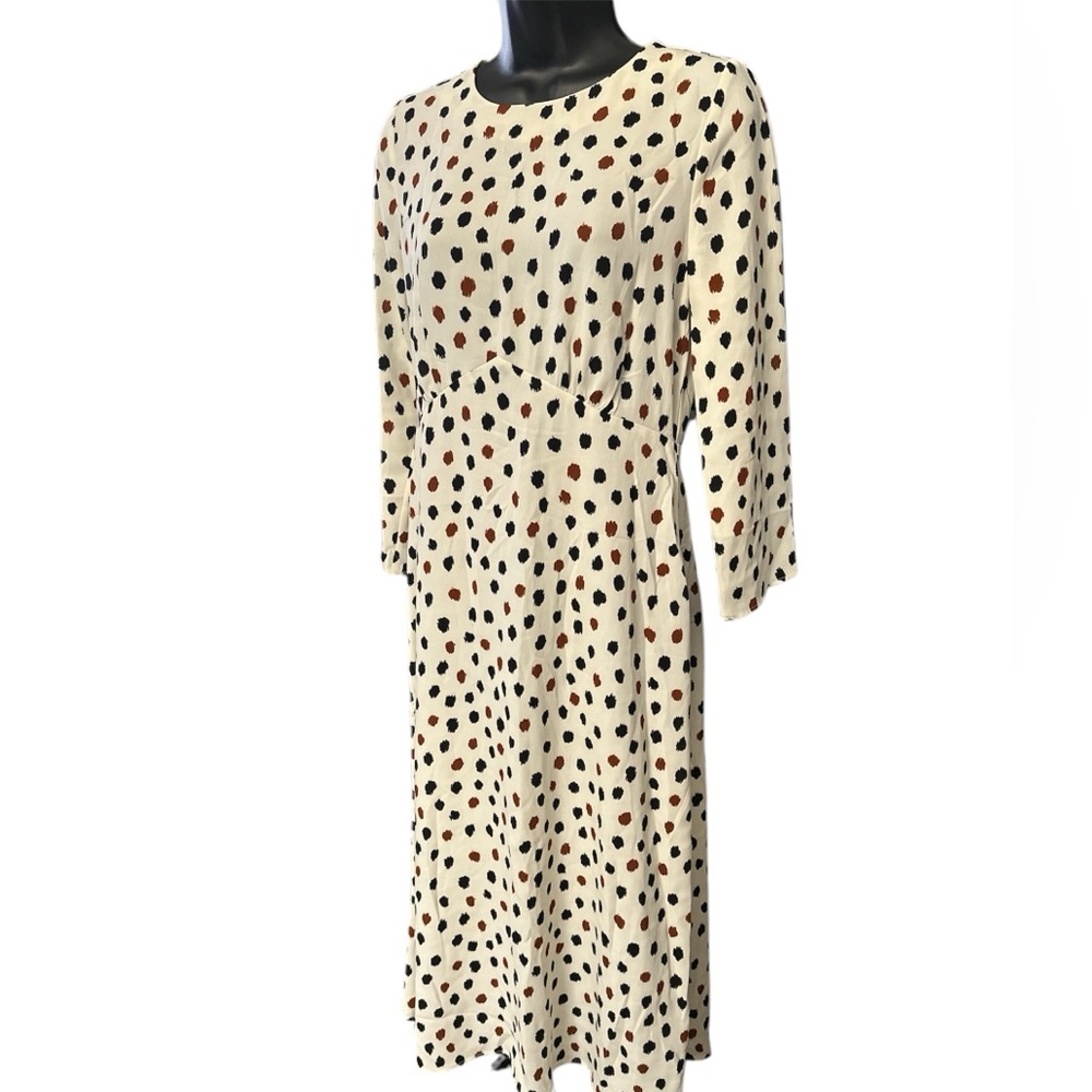 H&M Polka Dot Midi/Long Dress - Cream, Brown and Black NWOT - Picture 6 of 6
